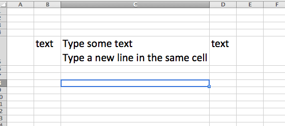 How to move to new line in excel cell